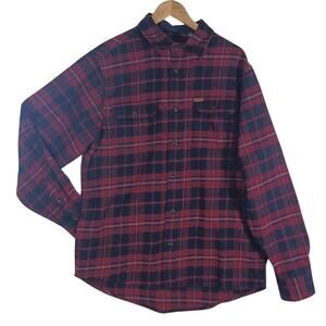Orvis Double Brushed Flannel Shirt Men’s Medium Red Plaid Heavyweight Pockets